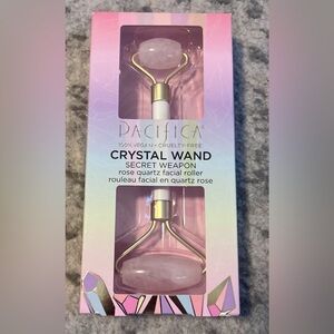 Pacifica Rose Quartz Facial Roller with Gold Details